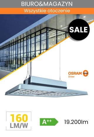 Ściemniana lampa LED typu highbay o stylowym wyglądzie 120W/4000K