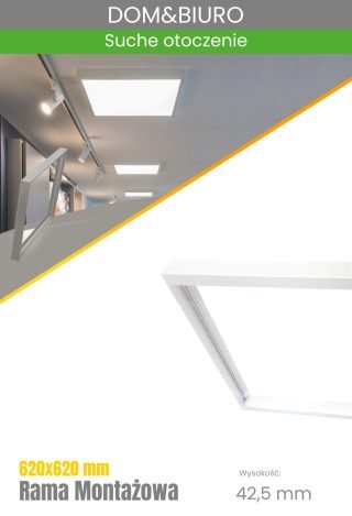Ramka natynkowa do panelu LED 620x620mm, biała